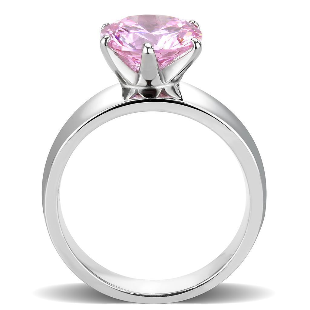 Light Pink Silver Rings for Women Solitaire Stainless Steel Zircoin Anillo RosaPlata Para Mujer Solitario Acero Inoxidable - Jewelry Store by Erik Rayo