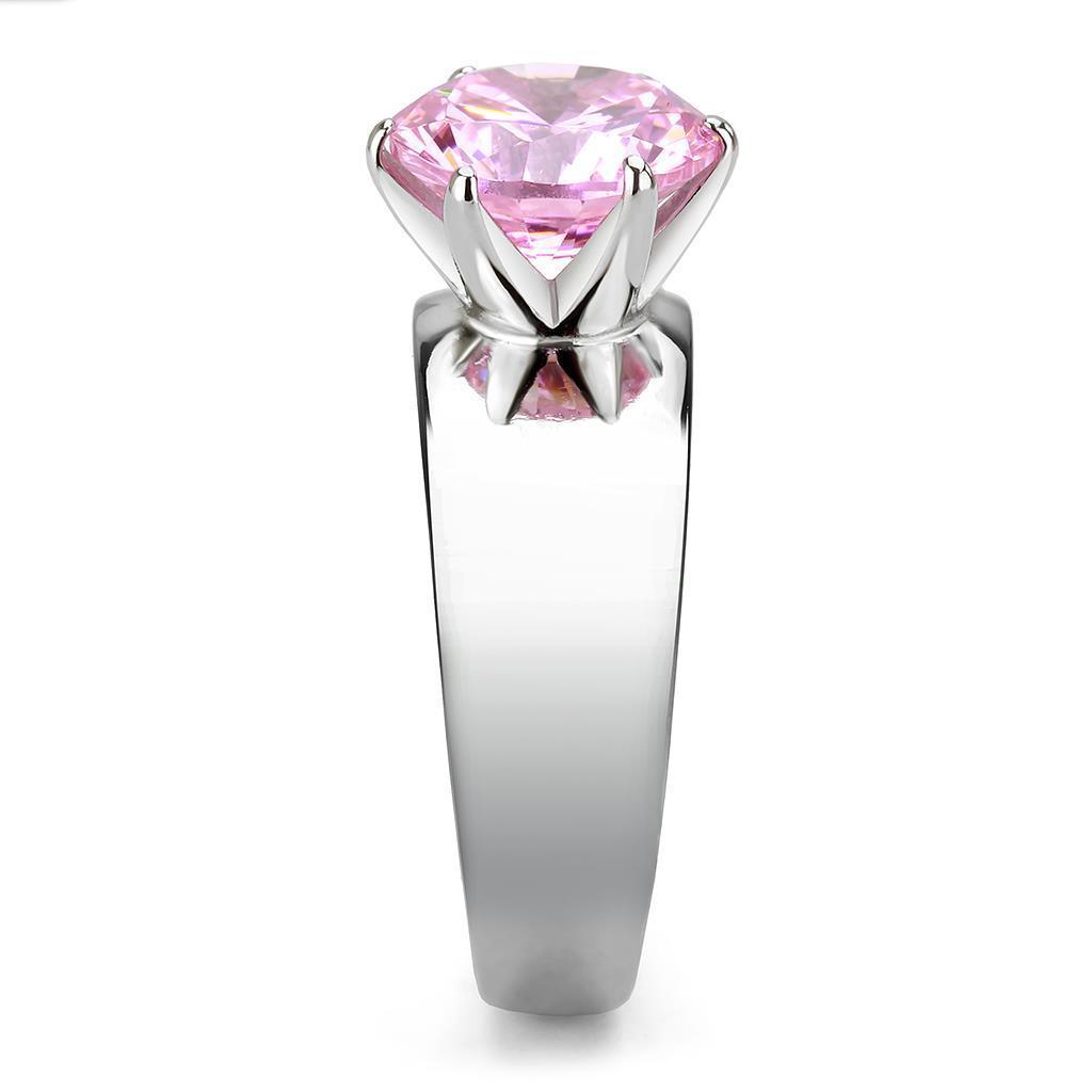 Light Pink Silver Rings for Women Solitaire Stainless Steel Zircoin Anillo RosaPlata Para Mujer Solitario Acero Inoxidable - Jewelry Store by Erik Rayo