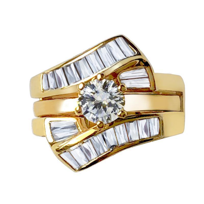 LOAS1373 - Sterling Silver 925 ring set with gold plating in AAA grade CZ ships in one day - Jewelry Store by Erik Rayo