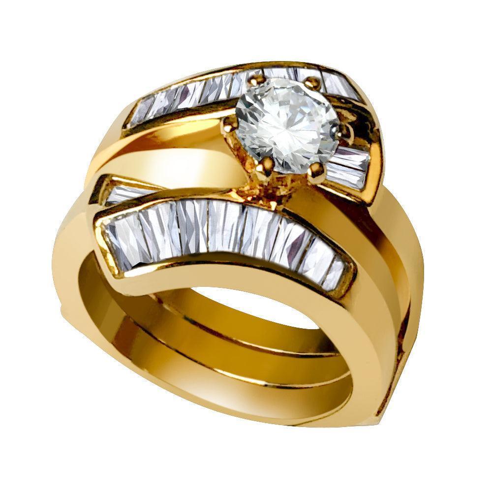 LOAS1373 - Sterling Silver 925 ring set with gold plating in AAA grade CZ ships in one day - Jewelry Store by Erik Rayo