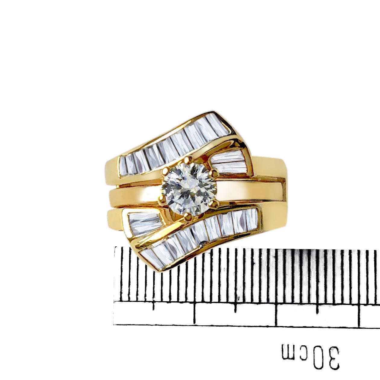 LOAS1373 - Sterling Silver 925 ring set with gold plating in AAA grade CZ ships in one day - Jewelry Store by Erik Rayo