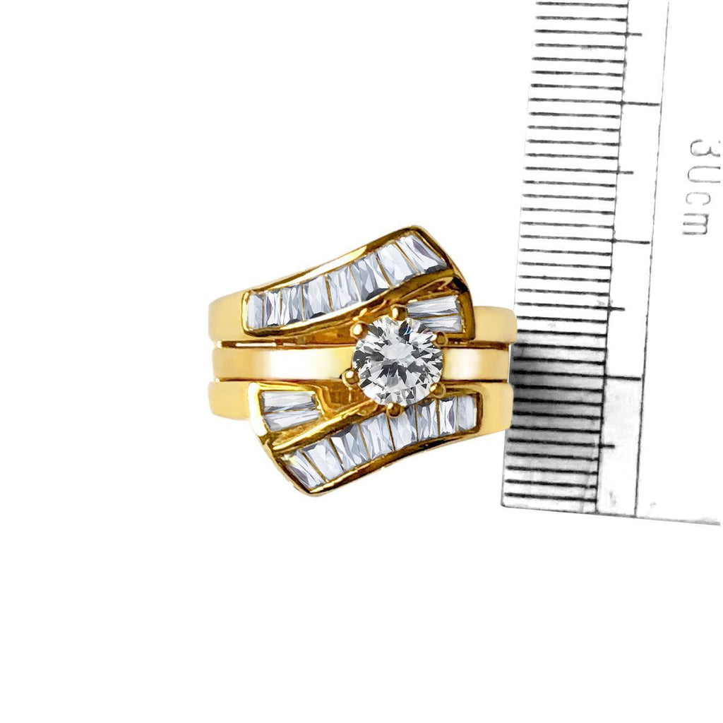 LOAS1373 - Sterling Silver 925 ring set with gold plating in AAA grade CZ ships in one day - Jewelry Store by Erik Rayo