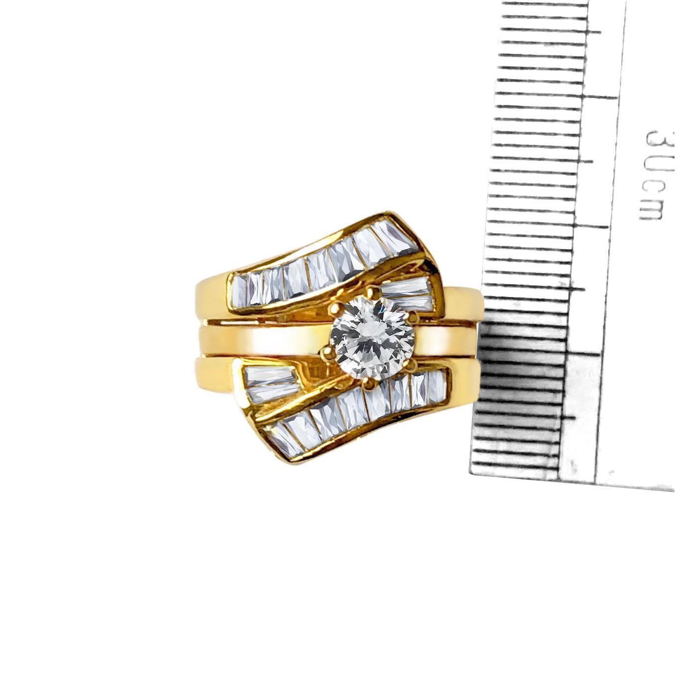 LOAS1373 - Sterling Silver 925 ring set with gold plating in AAA grade CZ ships in one day - Jewelry Store by Erik Rayo