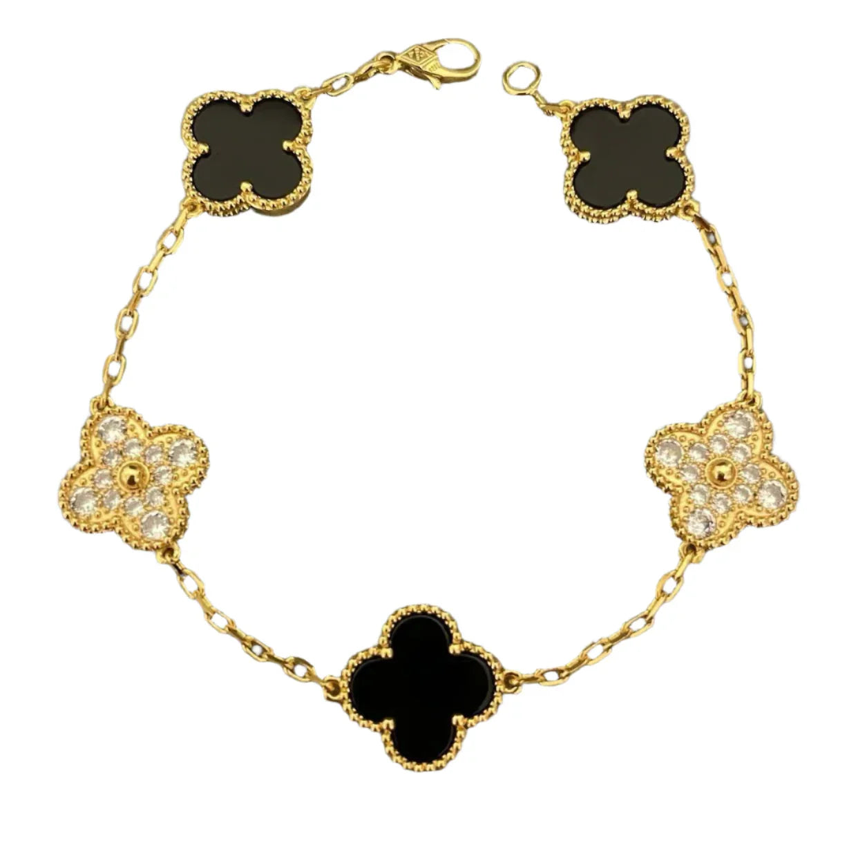 925 Silver Black Royalty Clover Bracelets for Men and Women 6" 7" and 8" Inches Adjustable - Jewelry Store by Erik Rayo