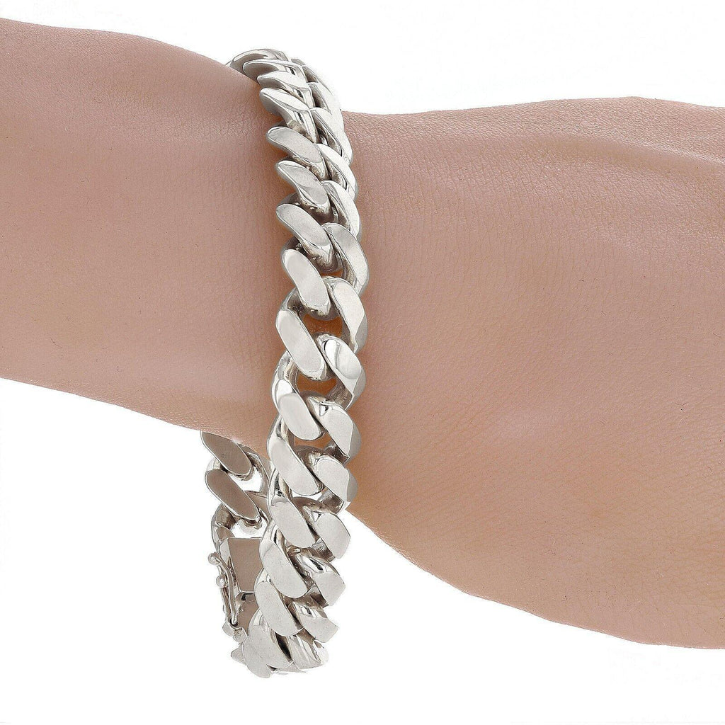 Men's 10k White Gold Solid Miami Cuban Link Chain Bracelet 7.5" 12.5mm 75 grams - Jewelry Store by Erik Rayo