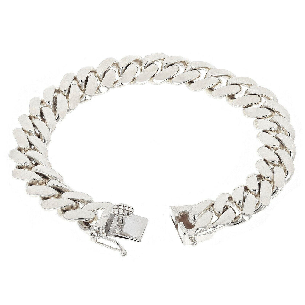 Men's 10k White Gold Solid Miami Cuban Link Chain Bracelet 7.5" 12.5mm 75 grams - Jewelry Store by Erik Rayo