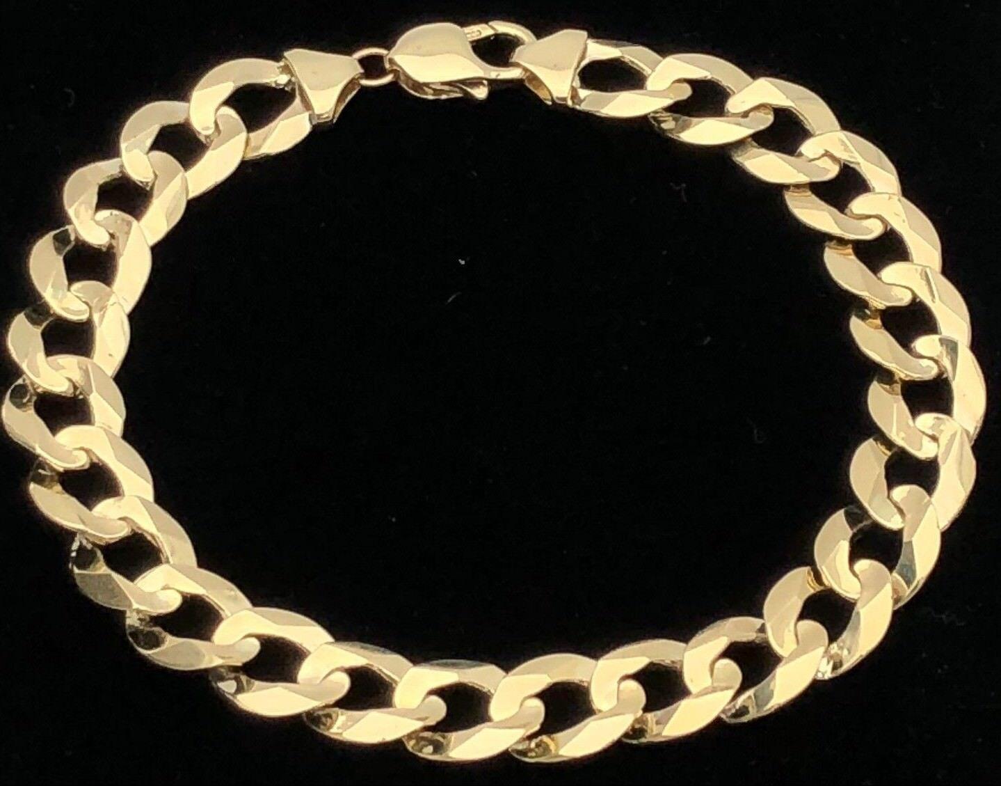 Men's 10k Yellow Gold Flat Cuban Link Chain Bracelet 7" 12.5mm 25.2 grams - Jewelry Store by Erik Rayo