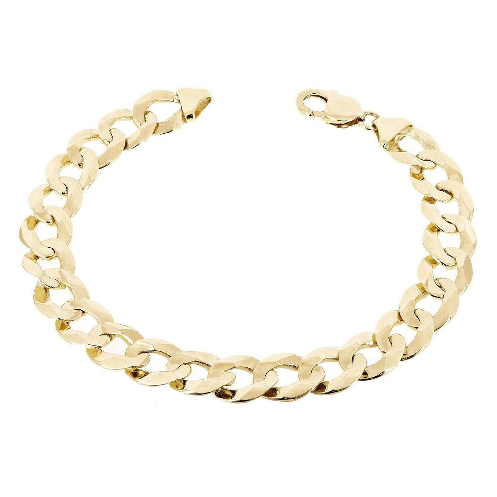 Men's 10k Yellow Gold Flat Cuban Link Chain Bracelet 7.5" 12.5mm 27 grams - Jewelry Store by Erik Rayo