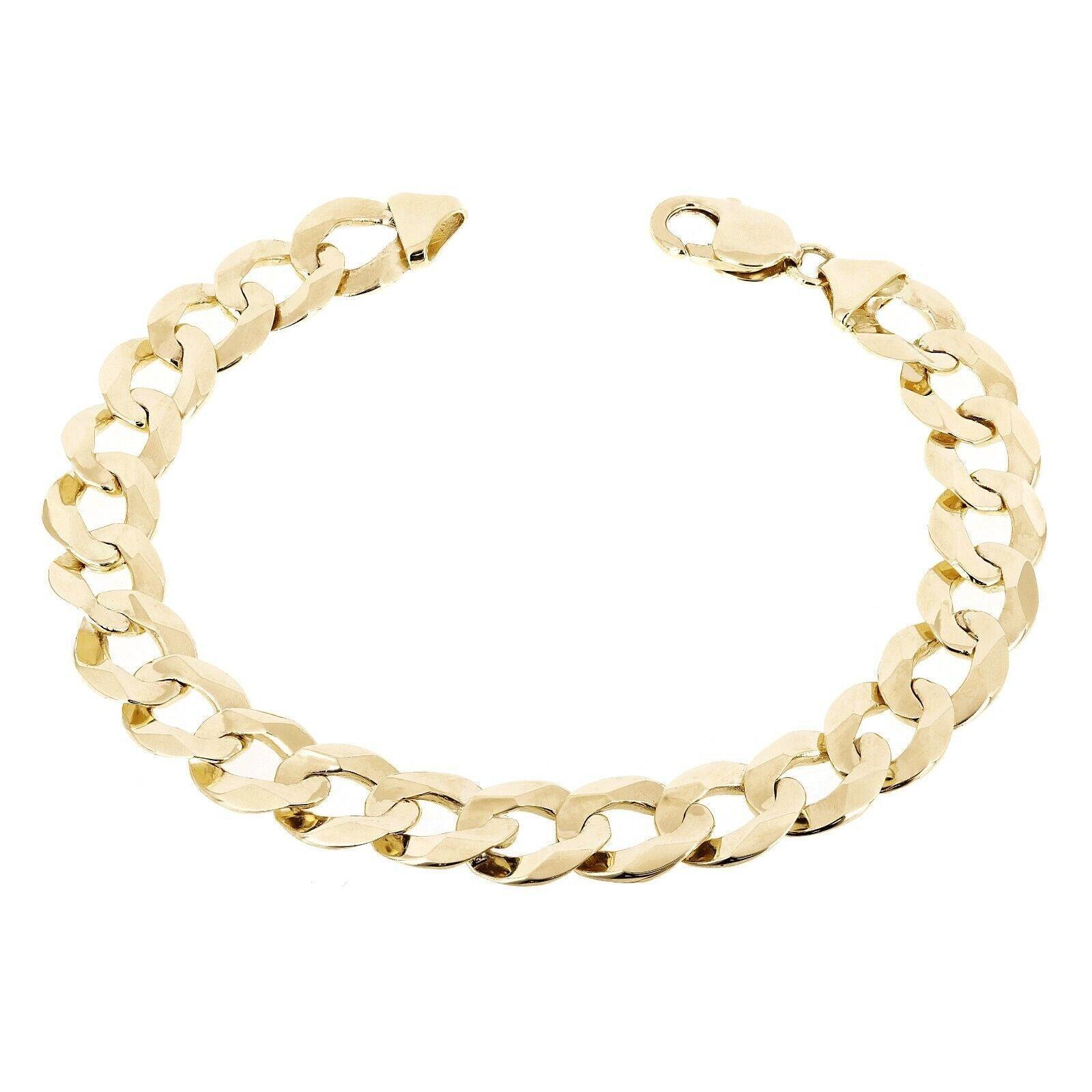 Men's 10k Yellow Gold Flat Cuban Link Chain Bracelet 7.5" 12.5mm 27 grams - Jewelry Store by Erik Rayo