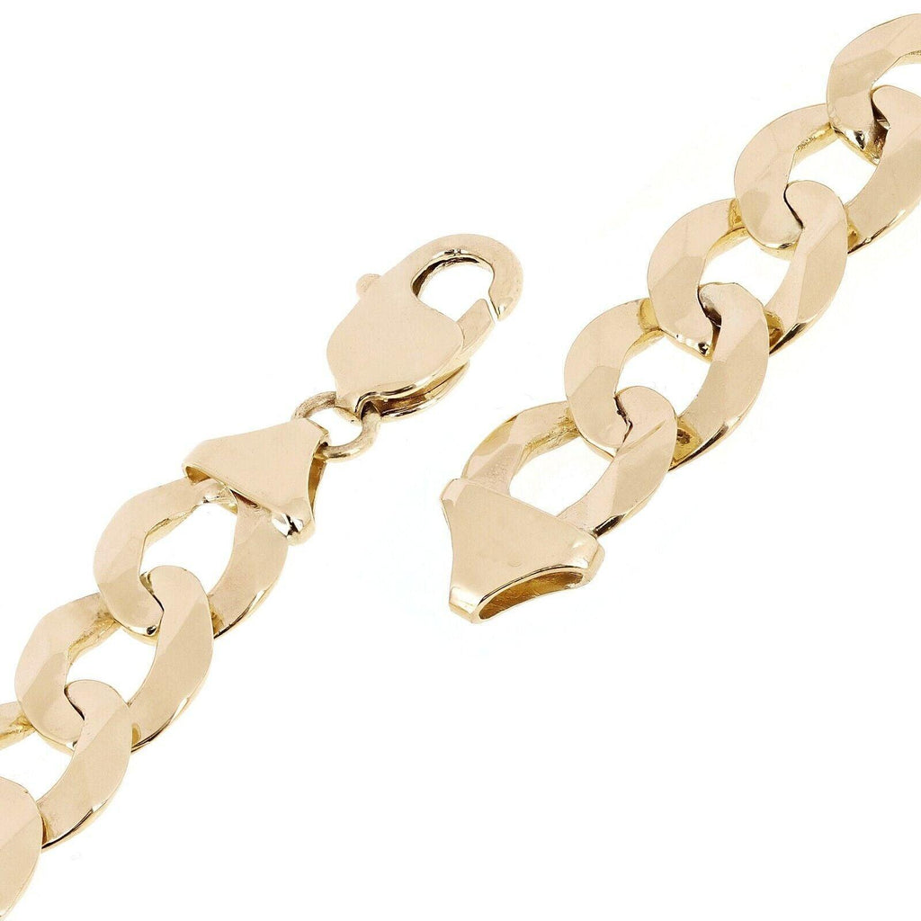 Men's 10k Yellow Gold Flat Cuban Link Chain Bracelet 7.5" 12.5mm 27 grams - Jewelry Store by Erik Rayo