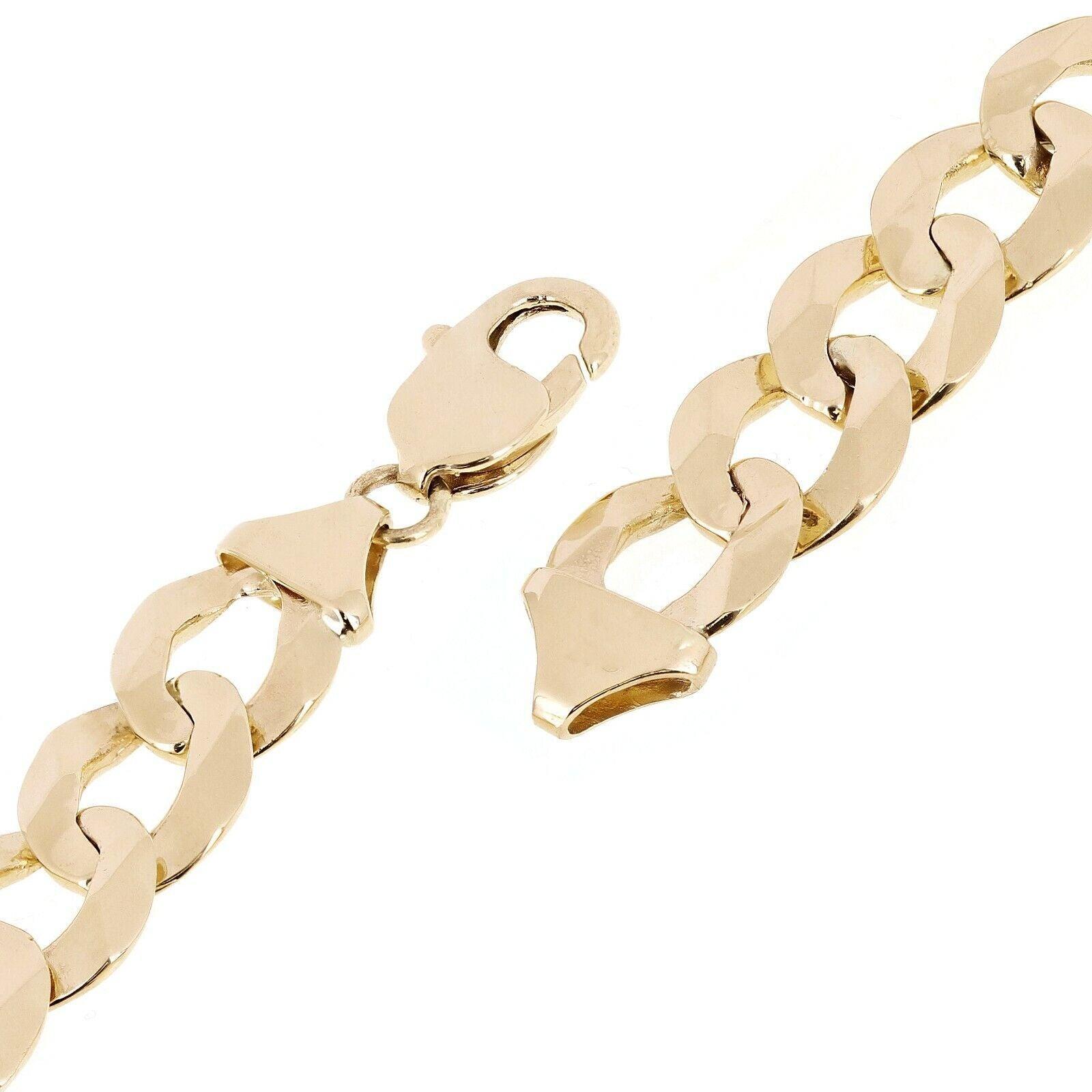 Men's 10k Yellow Gold Flat Cuban Link Chain Bracelet 7.5" 12.5mm 27 grams - Jewelry Store by Erik Rayo