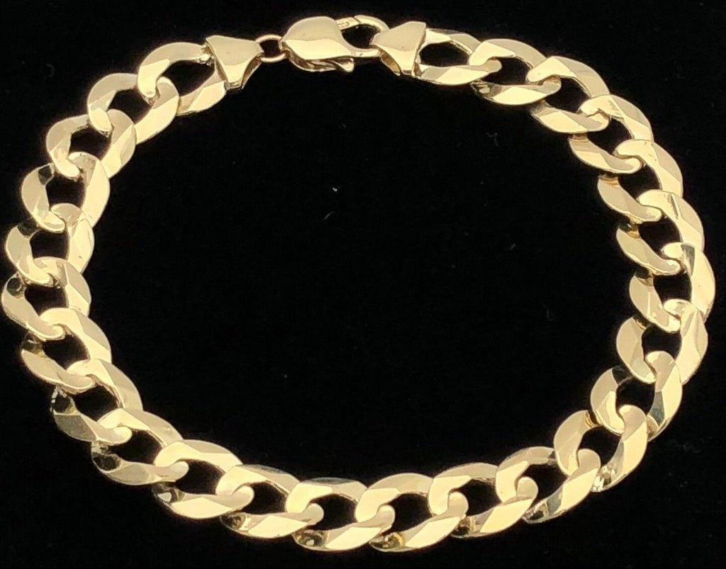 Men's 10k Yellow Gold Flat Cuban Link Chain Bracelet 7.5" 12.5mm 27 grams - Jewelry Store by Erik Rayo