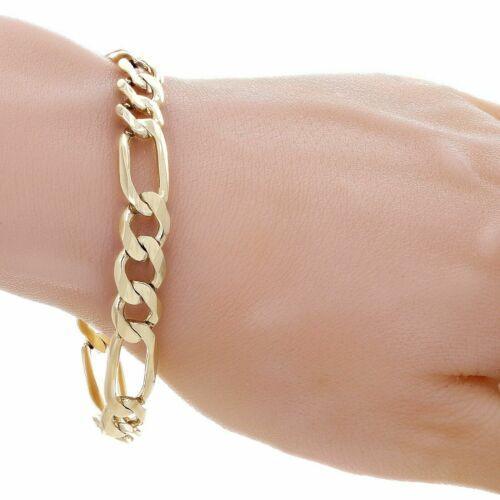 Men's 10k Yellow Gold Solid Figaro Bracelet Link Chain 9" 9.6mm 24.5 grams - Jewelry Store by Erik Rayo