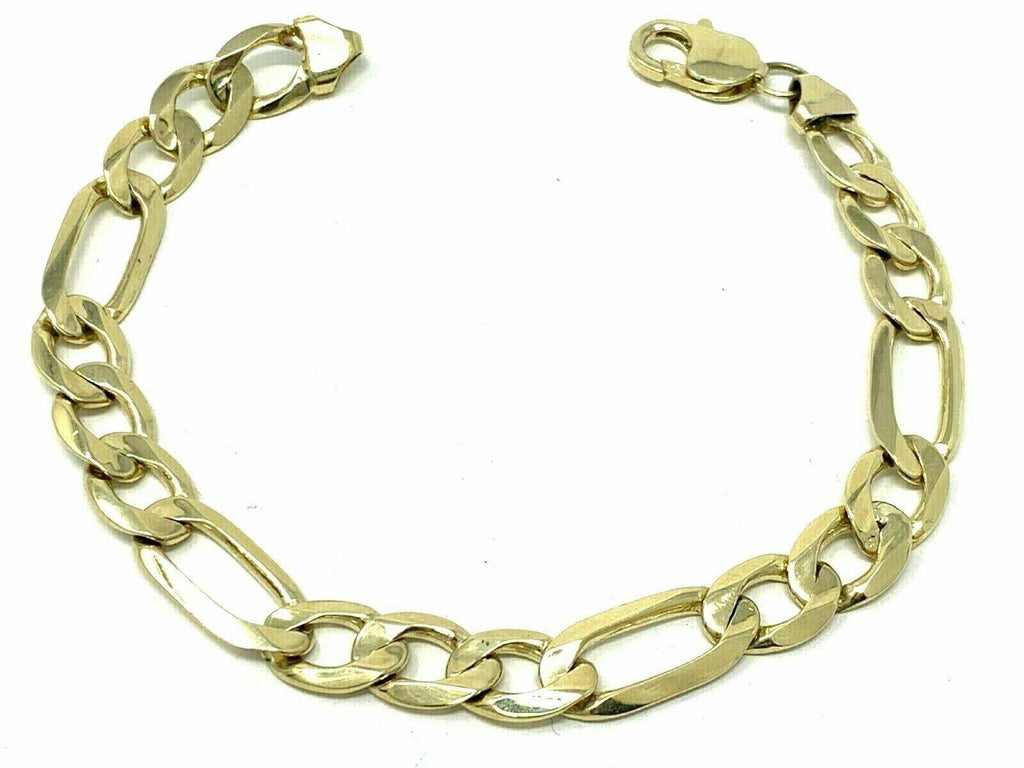 Men's 10k Yellow Gold Solid Figaro Bracelet Link Chain 9" 9.6mm 24.5 grams - Jewelry Store by Erik Rayo