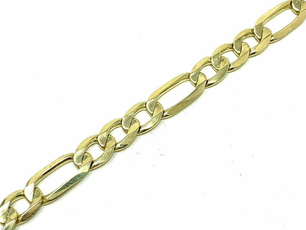 Men's 10k Yellow Gold Solid Figaro Bracelet Link Chain 9" 9.6mm 24.5 grams - Jewelry Store by Erik Rayo