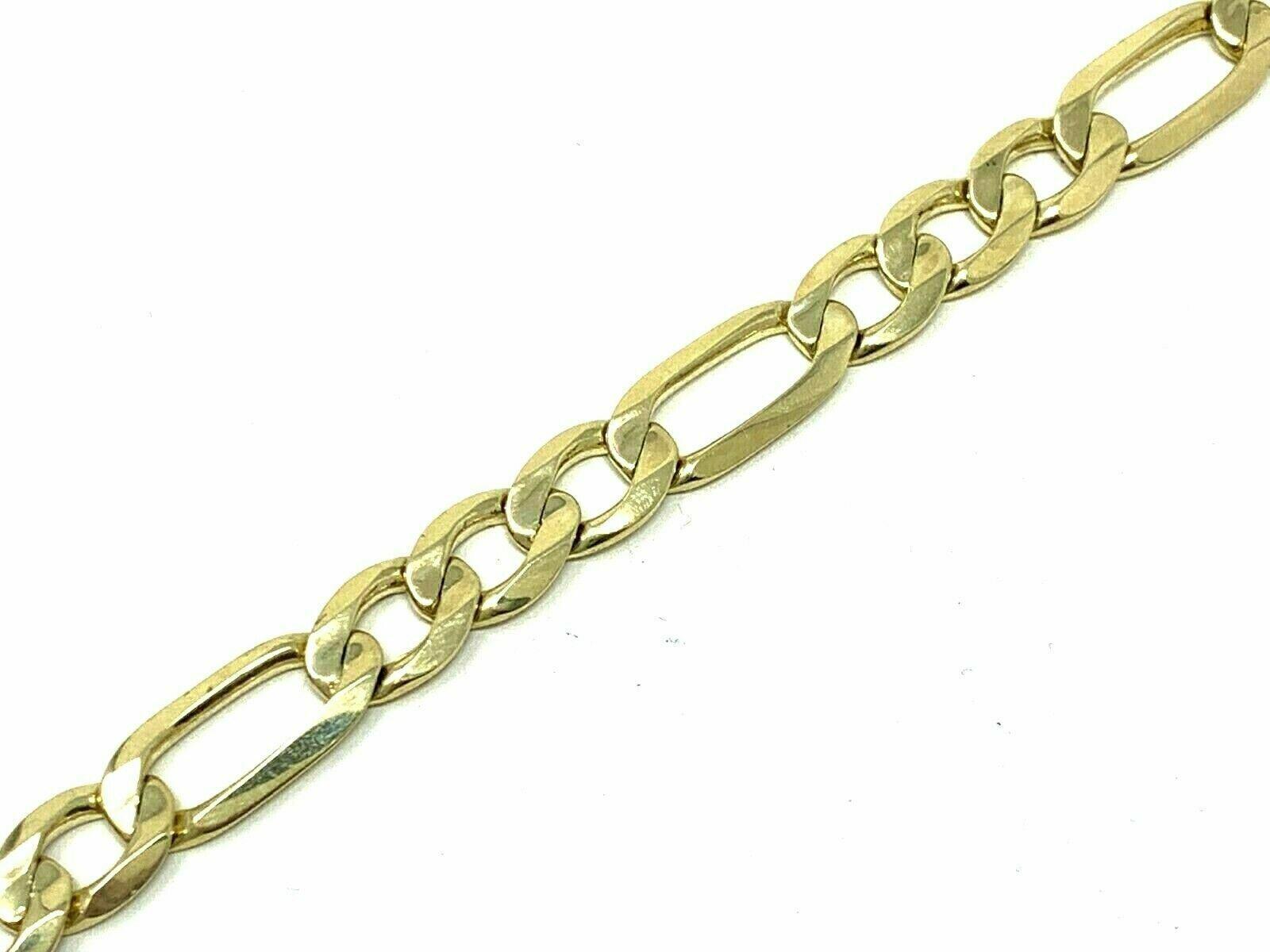 Men's 10k Yellow Gold Solid Figaro Bracelet Link Chain 9" 9.6mm 24.5 grams - Jewelry Store by Erik Rayo