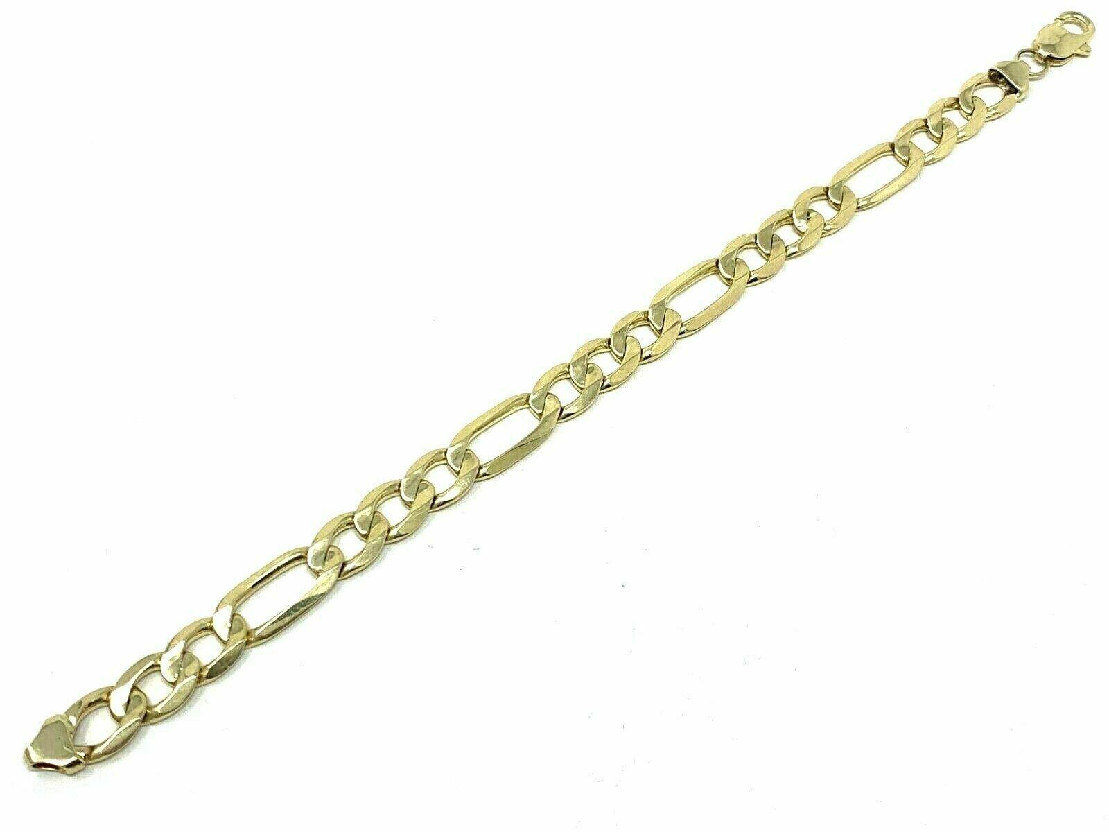Men's 10k Yellow Gold Solid Figaro Bracelet Link Chain 9" 9.6mm 24.5 grams - Jewelry Store by Erik Rayo