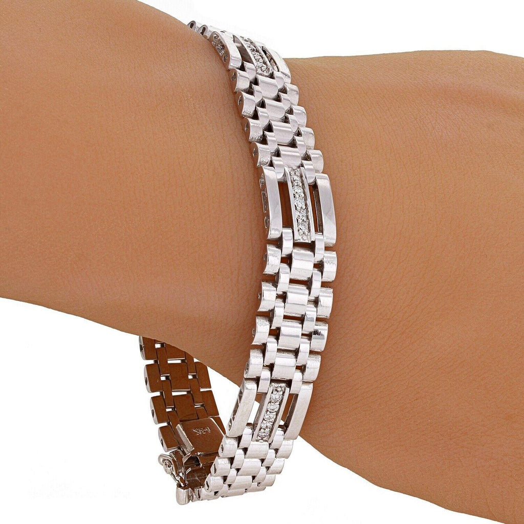 Men's 14k White Gold 0.75ctw Diamond Watch Link Bracelet 8" 10.5mm 31.8 grams - Jewelry Store by Erik Rayo
