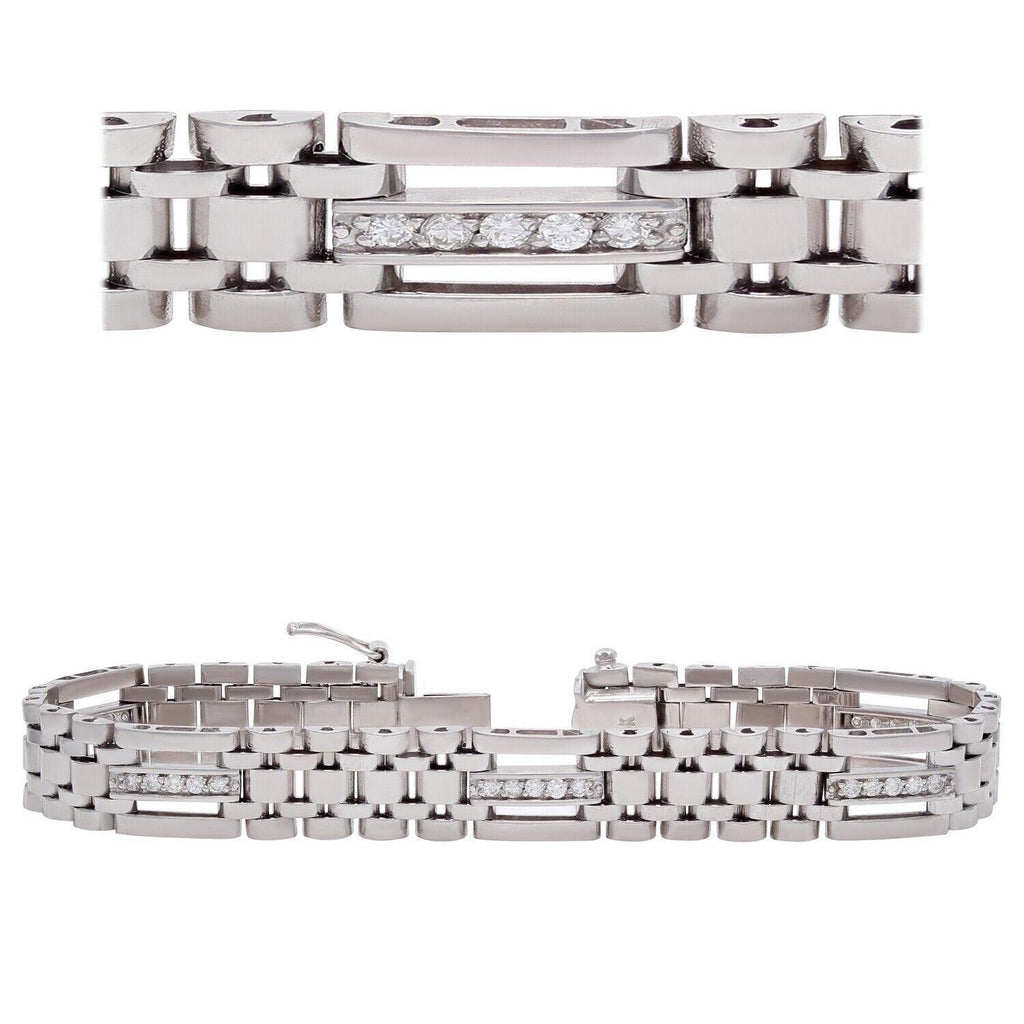 Men's 14k White Gold 0.75ctw Diamond Watch Link Bracelet 8" 10.5mm 31.8 grams - Jewelry Store by Erik Rayo