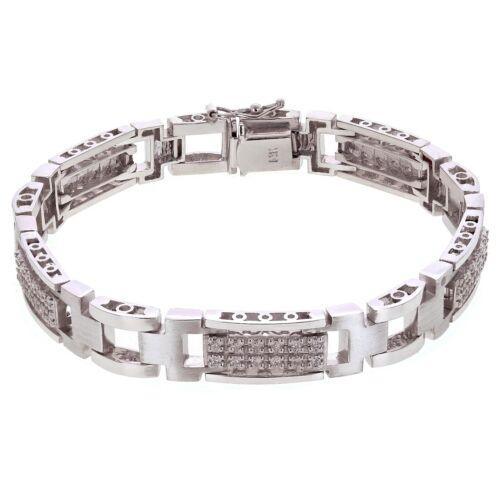 Men's 14k White Gold 1.00ctw Diamond Watch Link Bracelet 8" 10mm 35.4 grams - Jewelry Store by Erik Rayo