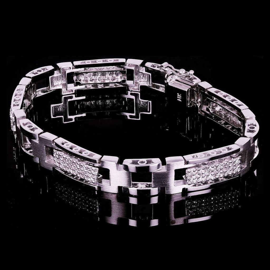 Men's 14k White Gold 1.00ctw Diamond Watch Link Bracelet 8" 10mm 35.4 grams - Jewelry Store by Erik Rayo