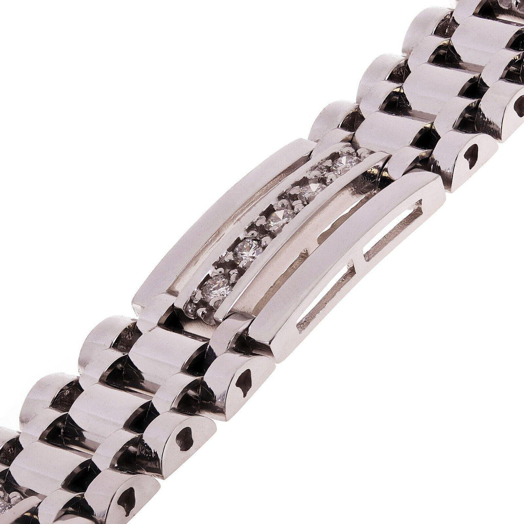 Men's 14k White Gold 1.00ctw Diamond Watch Link Bracelet 8.25" 11.2mm 35.8 grams - Jewelry Store by Erik Rayo