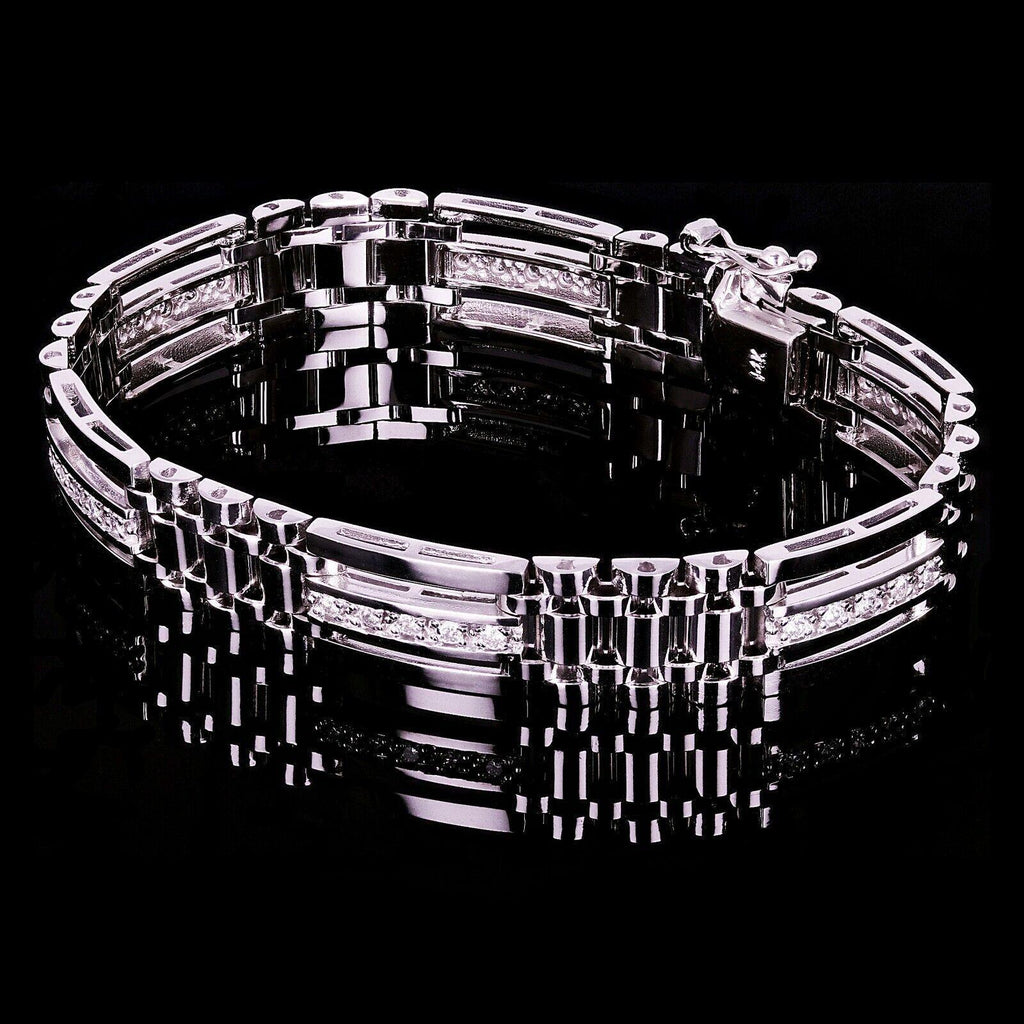 Men's 14k White Gold 1.00ctw Diamond Watch Link Bracelet 8.25" 11.2mm 35.8 grams - Jewelry Store by Erik Rayo