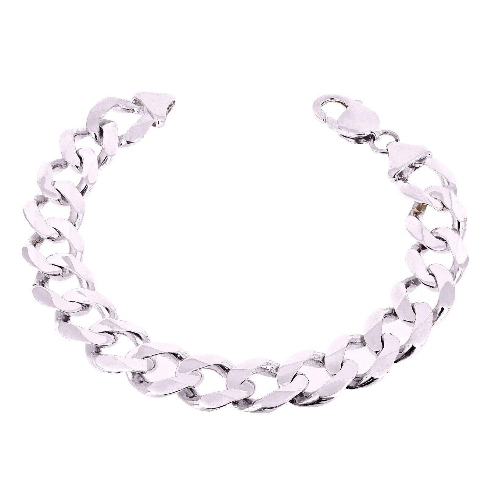 Men's 14k White Gold Solid Cuban Chain Bracelet Link 7" 12.5mm 35 grams - Jewelry Store by Erik Rayo