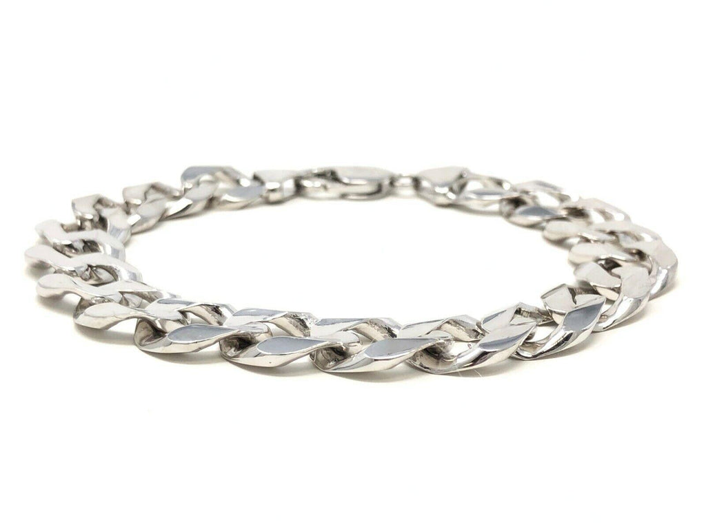 Men's 14k White Gold Solid Cuban Chain Bracelet Link 9" 12.5mm 45 grams - Jewelry Store by Erik Rayo
