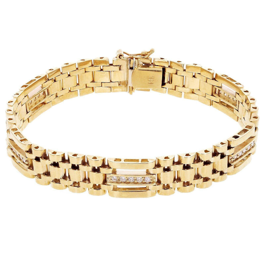 Men's 14k Yellow Gold 0.70ctw Diamond Watch Link Bracelet 8.5" 10.8mm 35 grams - Jewelry Store by Erik Rayo