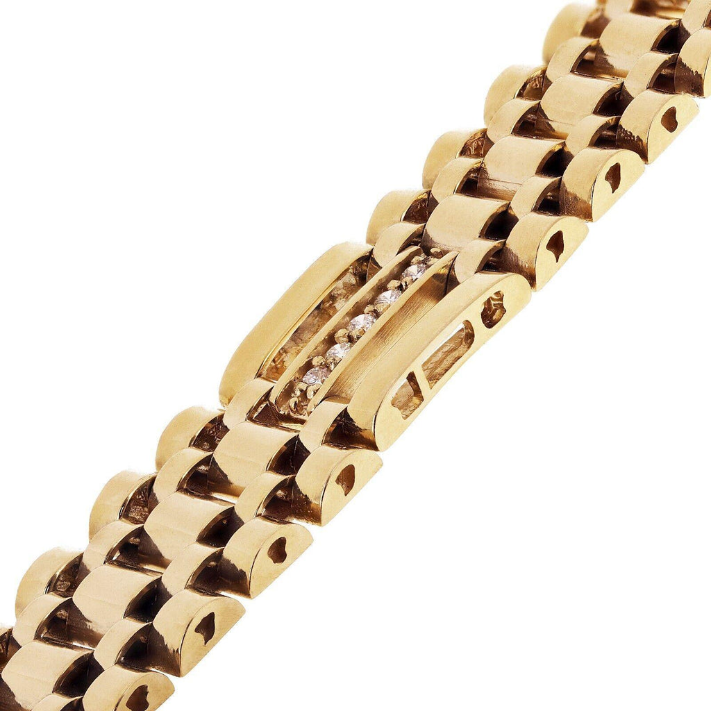 Men's 14k Yellow Gold 0.70ctw Diamond Watch Link Bracelet 8.5" 10.8mm 35 grams - Jewelry Store by Erik Rayo