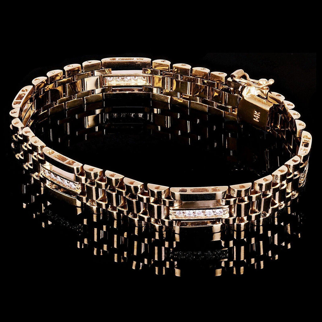 Men's 14k Yellow Gold 0.70ctw Diamond Watch Link Bracelet 8.5" 10.8mm 35 grams - Jewelry Store by Erik Rayo