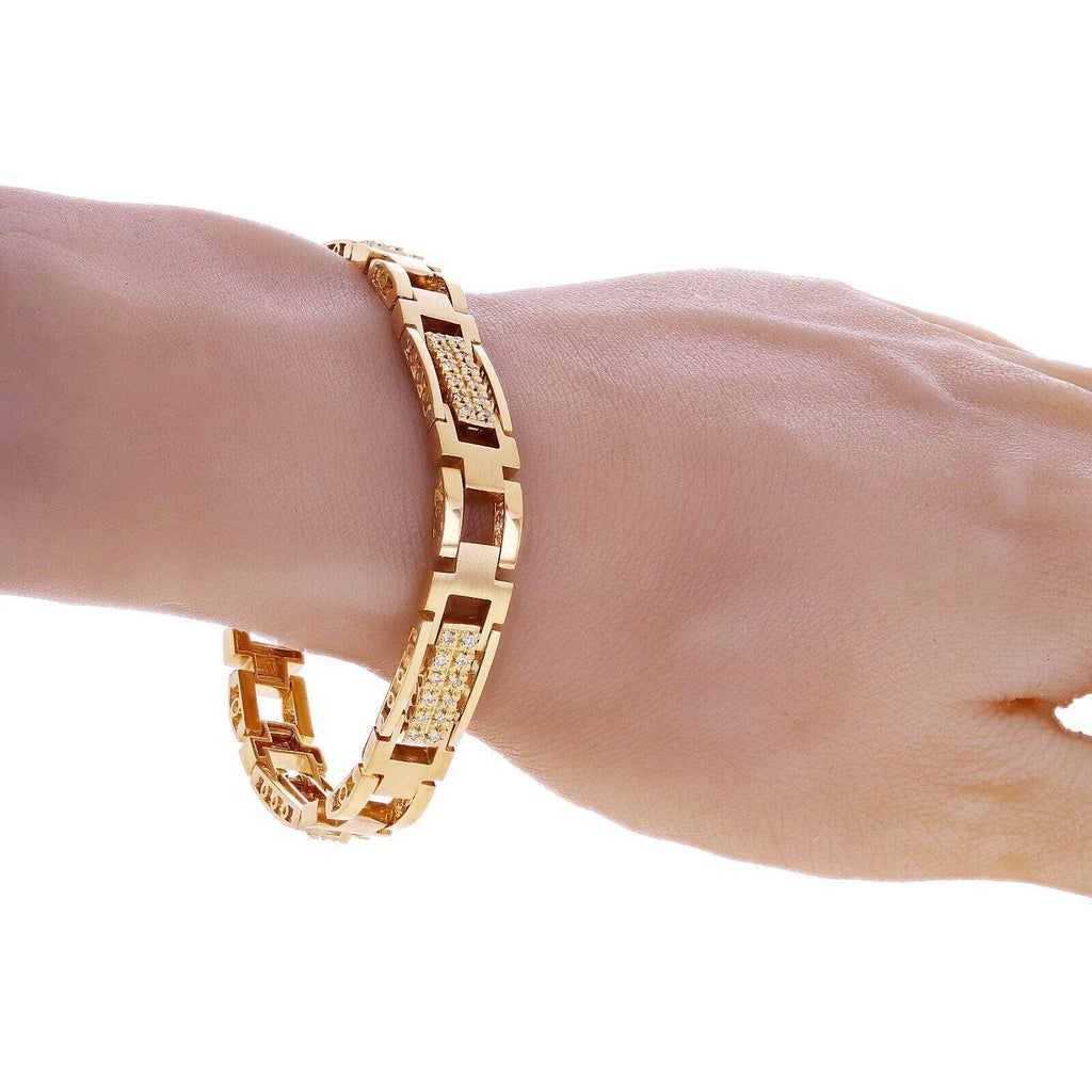 Men's 14k Yellow Gold 1.00ctw Diamond Watch Link Bracelet 8" 10mm 36 grams - Jewelry Store by Erik Rayo