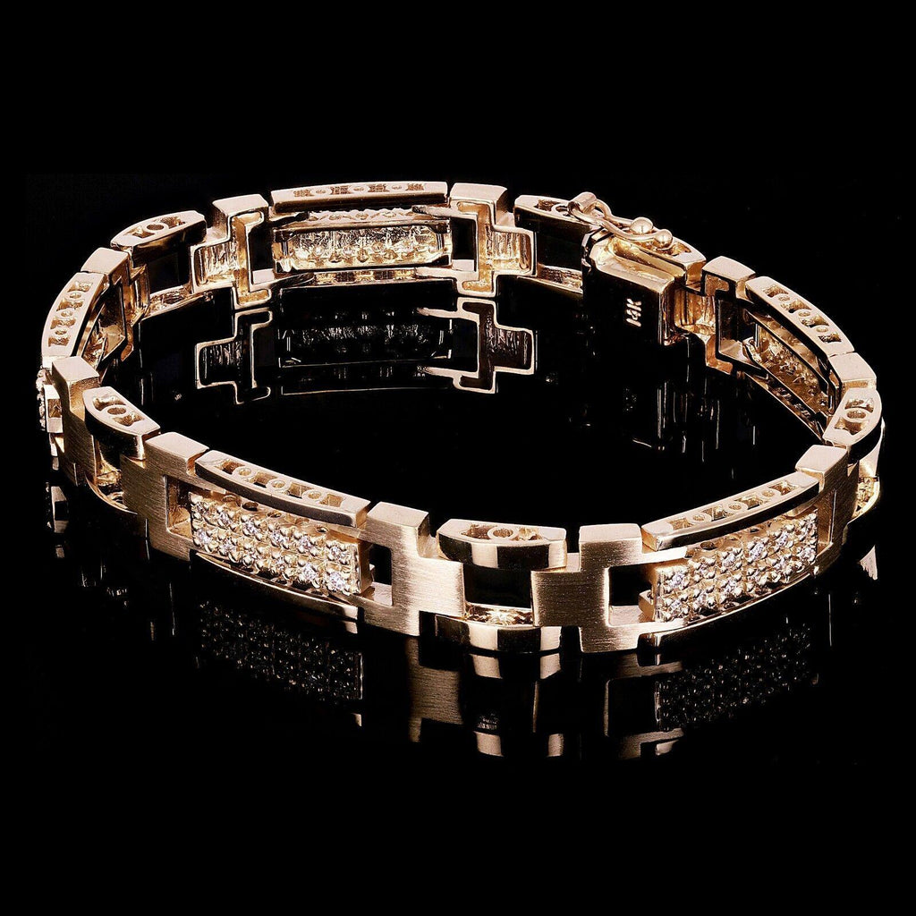 Men's 14k Yellow Gold 1.00ctw Diamond Watch Link Bracelet 8" 10mm 36 grams - Jewelry Store by Erik Rayo