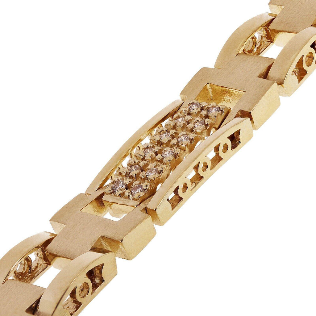 Men's 14k Yellow Gold 1.00ctw Diamond Watch Link Bracelet 8" 10mm 36 grams - Jewelry Store by Erik Rayo