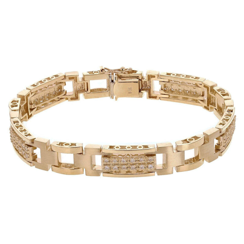 Men's 14k Yellow Gold 1.00ctw Diamond Watch Link Bracelet 8" 10mm 36 grams - Jewelry Store by Erik Rayo