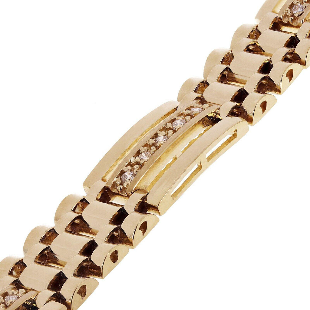 Men's 14k Yellow Gold 1.00ctw Diamond Watch Link Bracelet 8" 11.2mm 34.3 grams - Jewelry Store by Erik Rayo