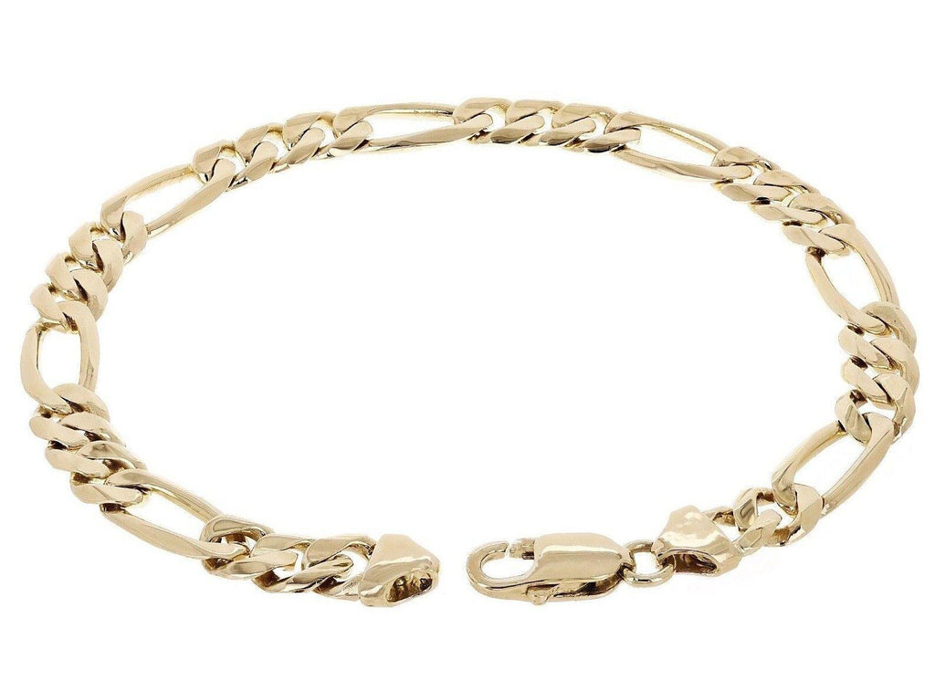 Men's 14k Yellow Gold Figaro Chain Bracelet 7.5" 7.75mm 19.5 grams - Jewelry Store by Erik Rayo