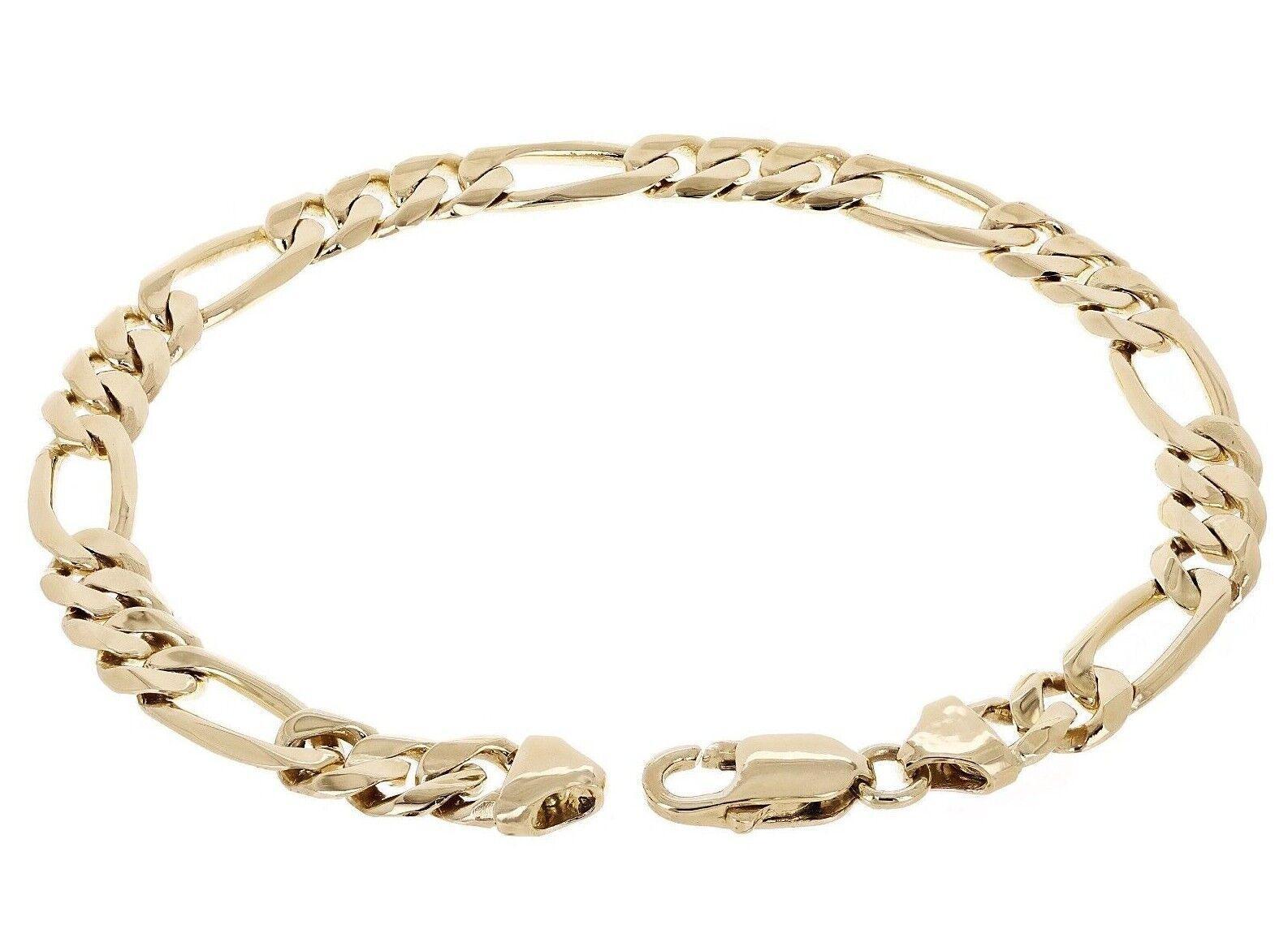 Men's 14k Yellow Gold Figaro Chain Bracelet 7.5" 7.75mm 19.5 grams - Jewelry Store by Erik Rayo