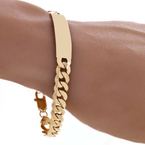 Men's 14k Yellow Gold Handmade Cuban ID Bracelet 8" 9.1mm 23.7 grams - Jewelry Store by Erik Rayo