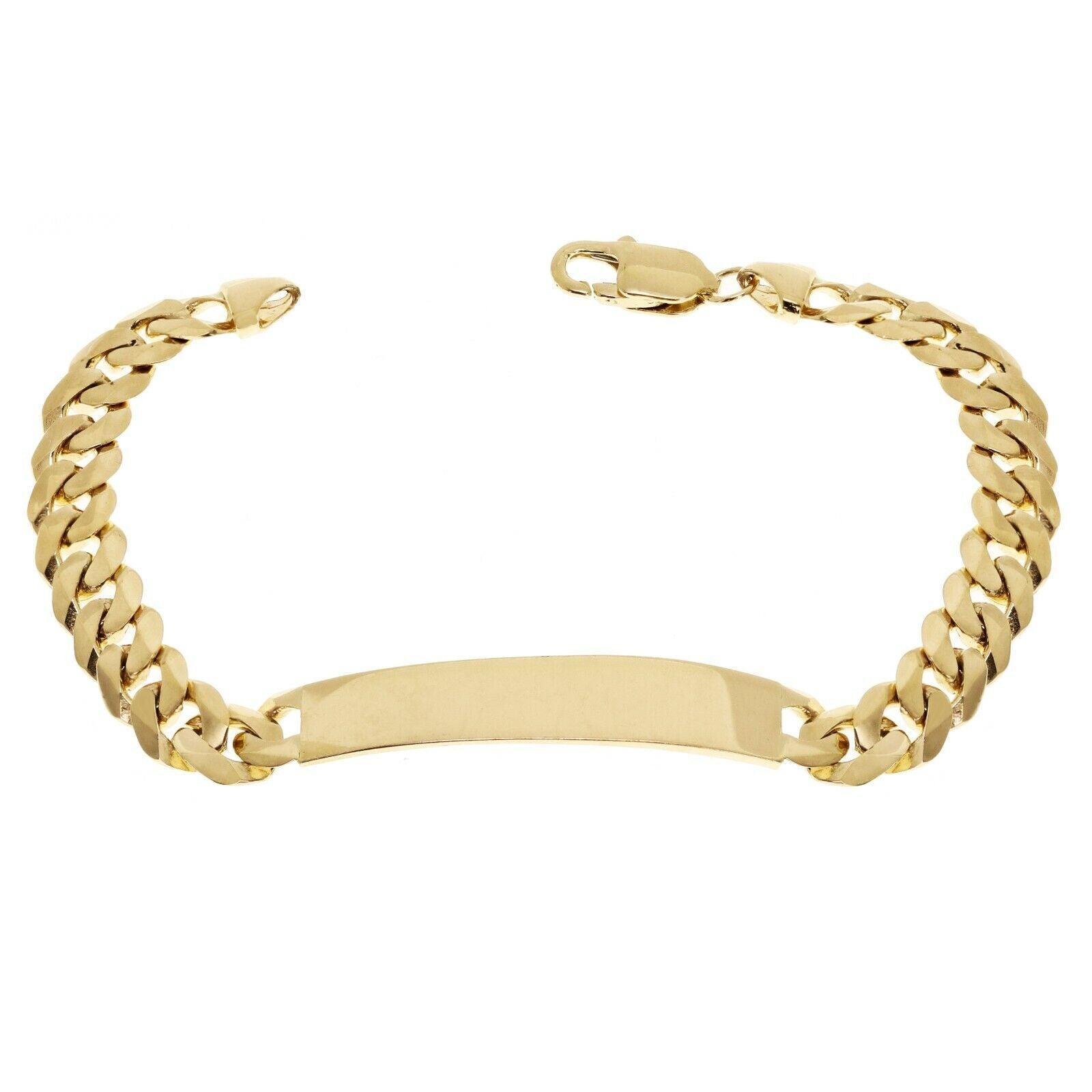 Men's 14k Yellow Gold Handmade Cuban ID Bracelet 8" 9.1mm 23.7 grams - Jewelry Store by Erik Rayo