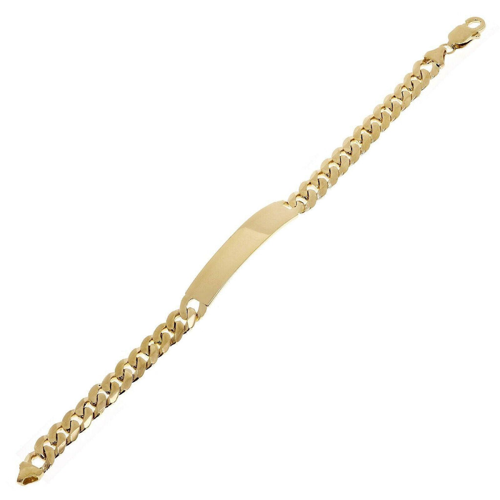 Men's 14k Yellow Gold Handmade Cuban ID Bracelet 8" 9.1mm 23.7 grams - Jewelry Store by Erik Rayo