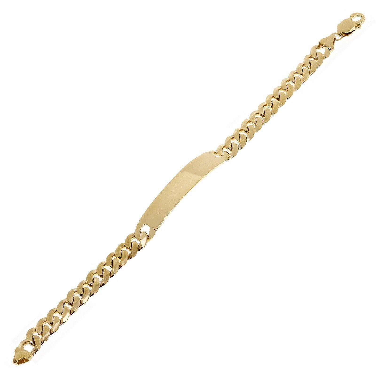 Men's 14k Yellow Gold Handmade Cuban ID Bracelet 8" 9.1mm 23.7 grams - Jewelry Store by Erik Rayo