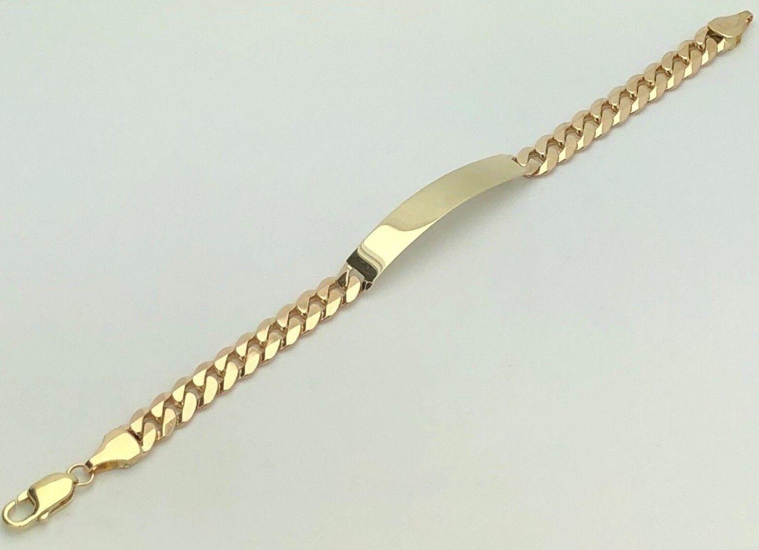 Men's 14k Yellow Gold Handmade Cuban ID Bracelet 8" 9.1mm 23.7 grams - Jewelry Store by Erik Rayo