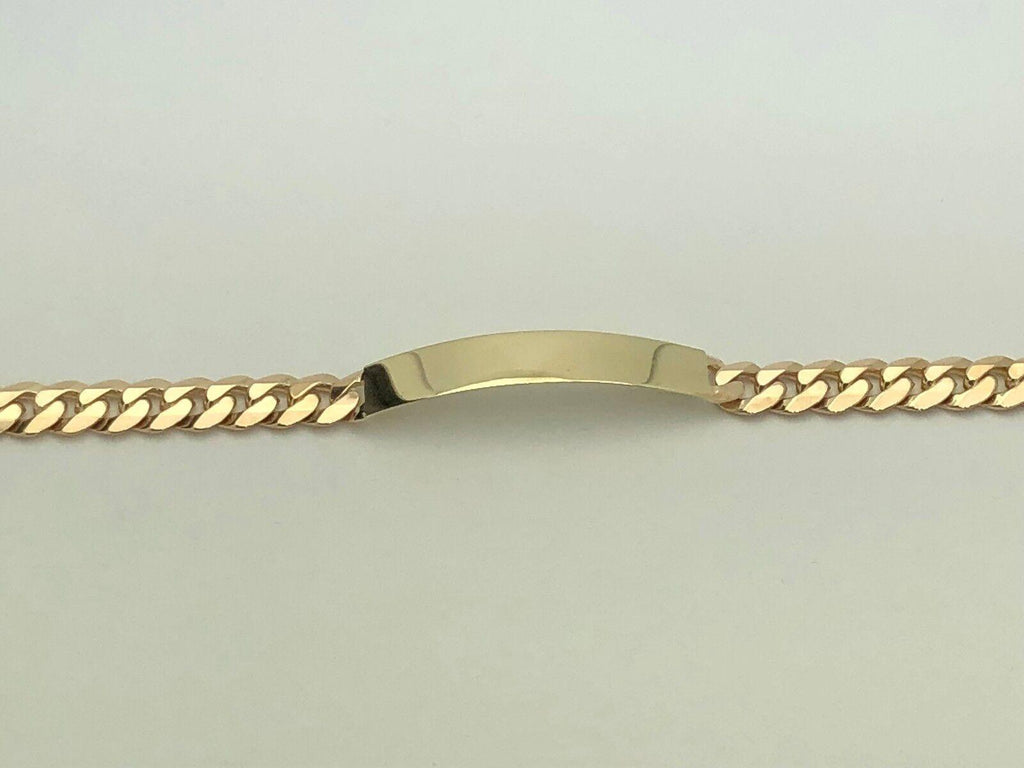 Men's 14k Yellow Gold Handmade Cuban ID Bracelet 8" 9.1mm 23.7 grams - Jewelry Store by Erik Rayo