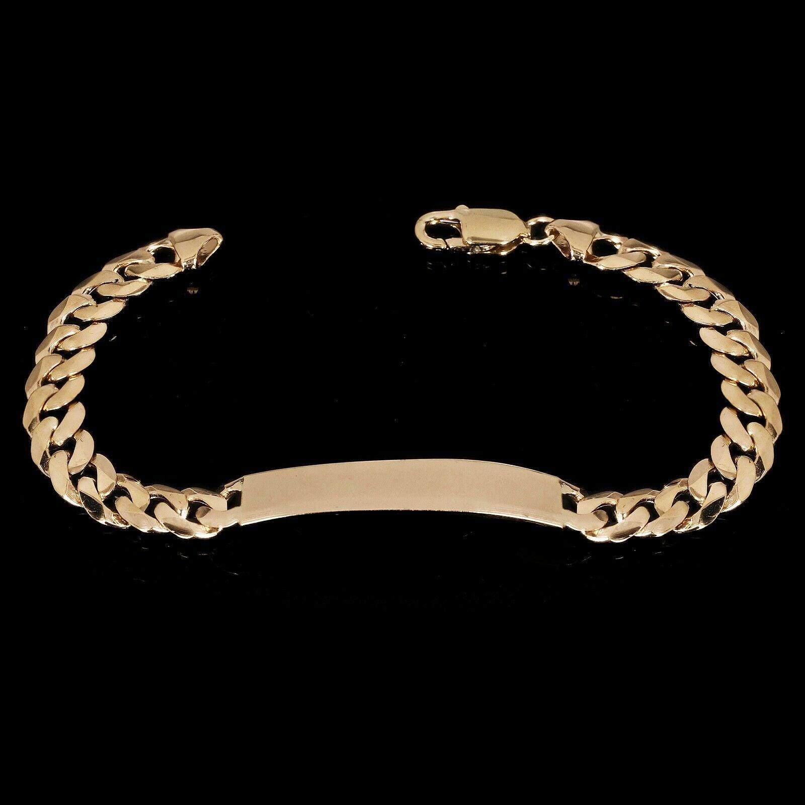 Men's 14k Yellow Gold Handmade Cuban ID Bracelet 8" 9.1mm 23.7 grams - Jewelry Store by Erik Rayo