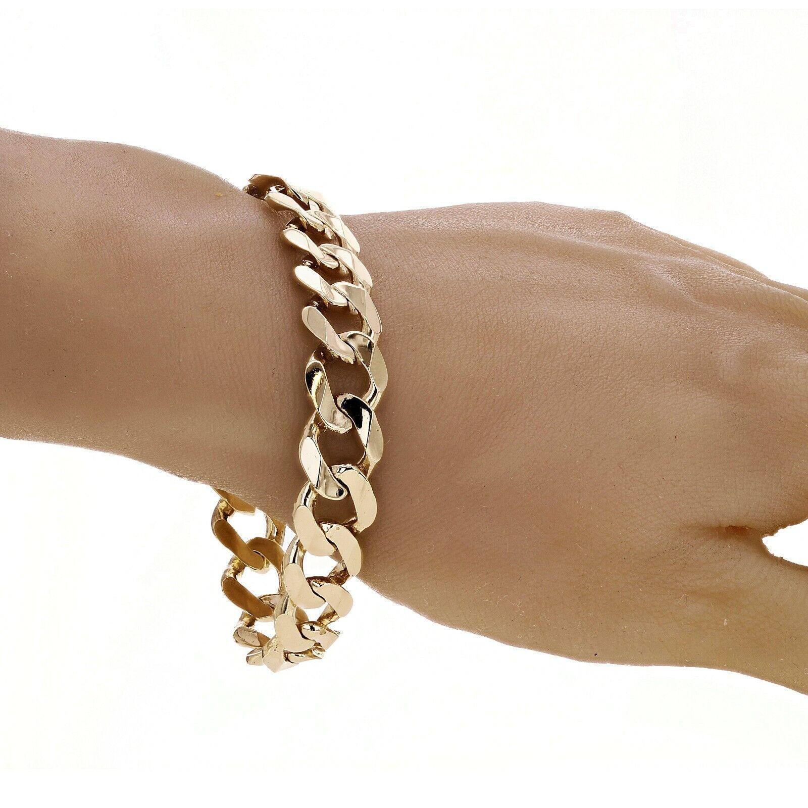 Men's 14k Yellow Gold Solid Cuban Link Chain Bracelet 12.5mm 7" 35 grams - Jewelry Store by Erik Rayo