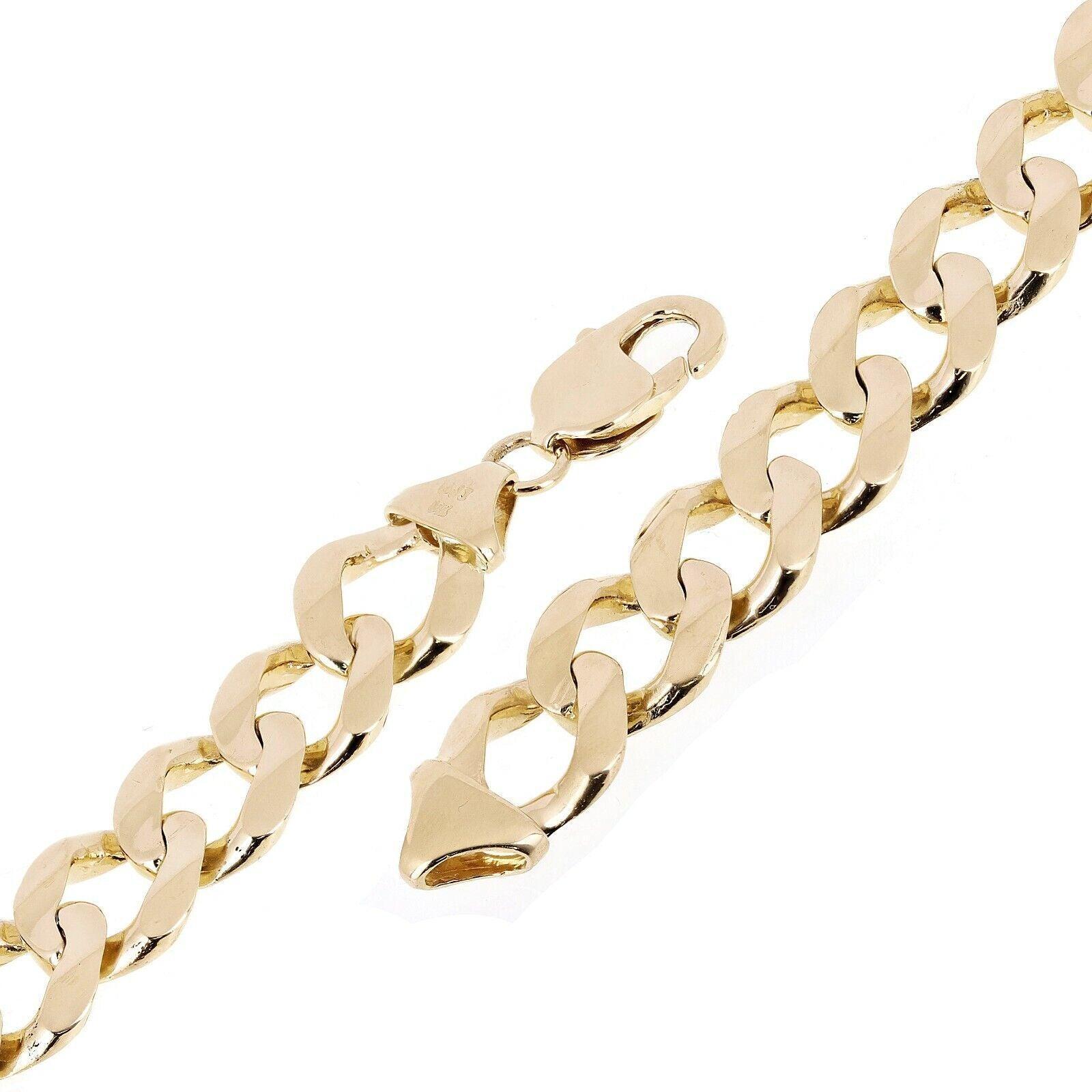 Men's 14k Yellow Gold Solid Cuban Link Chain Bracelet 12.5mm 7" 35 grams - Jewelry Store by Erik Rayo