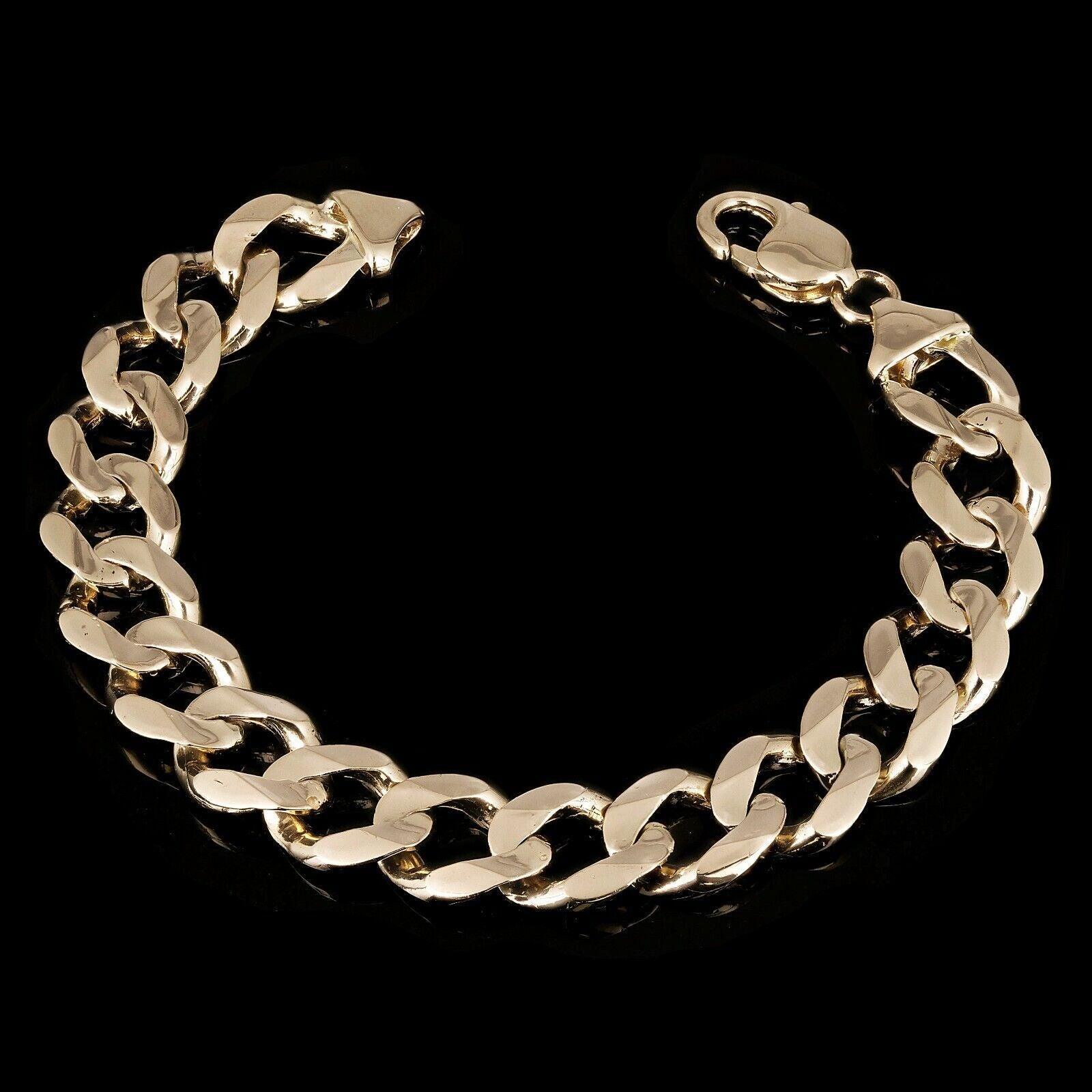 Men's 14k Yellow Gold Solid Cuban Link Chain Bracelet 12.5mm 7.5" 37.5grams - Jewelry Store by Erik Rayo