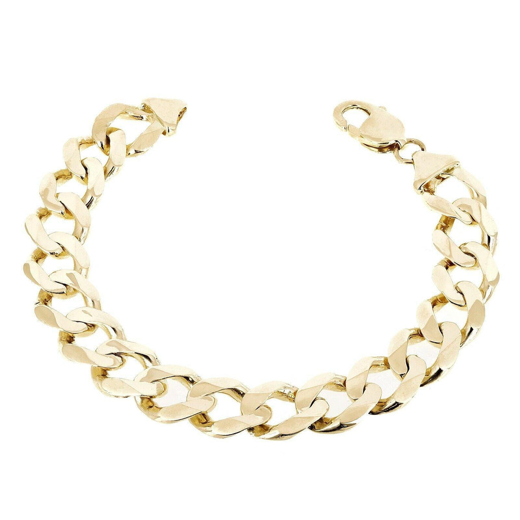 Men's 14k Yellow Gold Solid Cuban Link Chain Bracelet 12.5mm 7.5" 37.5grams - Jewelry Store by Erik Rayo